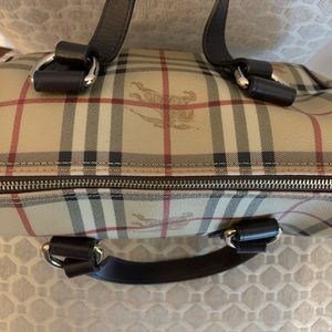 😍👜Authentic Burberry Nova Check PVC Leather Brown Beige Small Boston Bag 👜😍